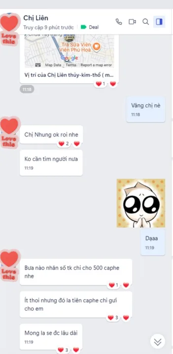 Tin nhắn Zalo chị Liên thuê giúp việc nhà TP.HCM cảm ơn trung tâm, mong gắn bó lâu dài